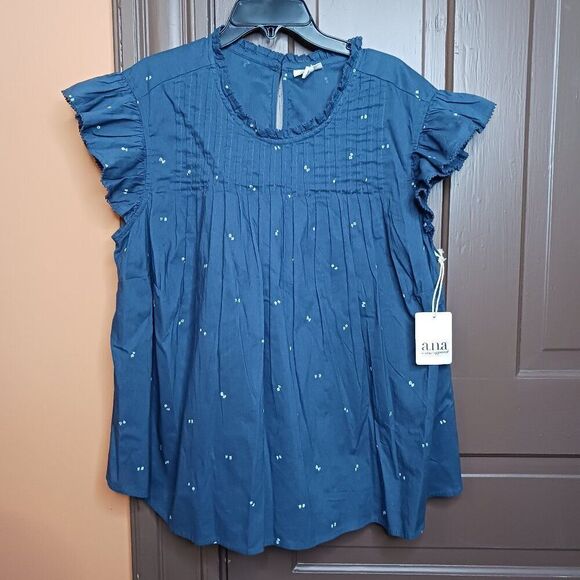 A.N.A. Women's Blue Baby Doll Plus size 0X Top - Picture 1 of 9